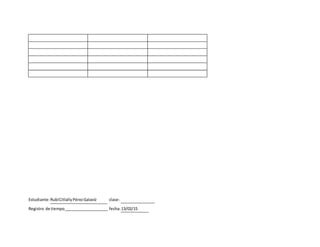 Estudiante:RubíCitlallyPérezGalavíz clase:
Registro de tiempo fecha:13/02/15
 