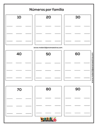 www.materialparamaestros.com
Números por familia
www.materialparamaestros.com
10 20 30
40 60
50
70 80 90
 