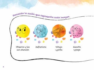 8
Recuerda la acción que representa cada imagen.
Observo y leo
con atención
Reflexiono Dibujo
y pinto
Recorto
y pego
 