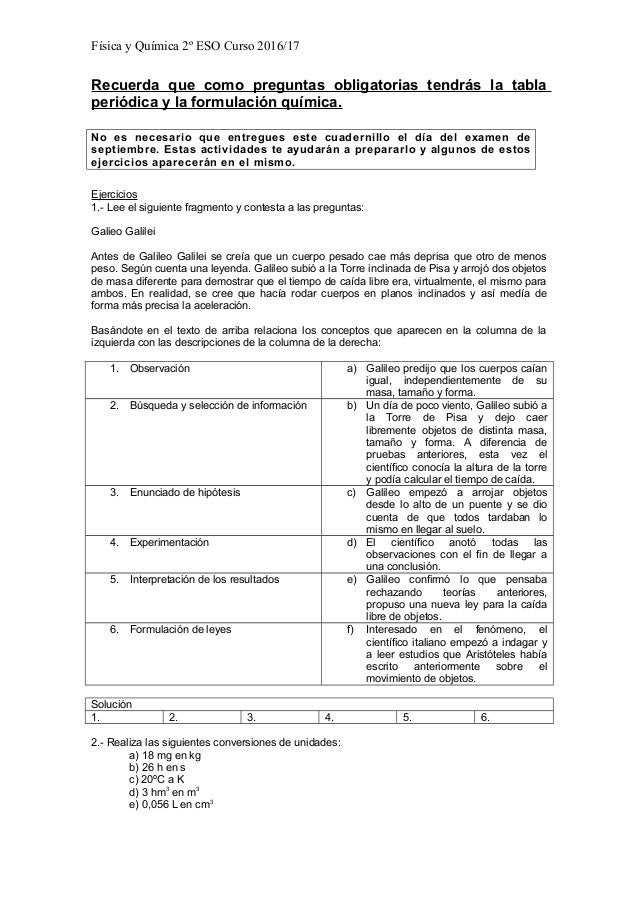 fsica y qumica 2 eso curso 201617 recuerda que como preguntas obligatorias tendrs la - Tabla Periodica De Los Elementos Quimicos Galilei fsica y qumica 2 eso curso 201617 recuerda que como preguntas obligatorias tendrs la - Tabla Periodica De Los Elementos Quimicos Galilei