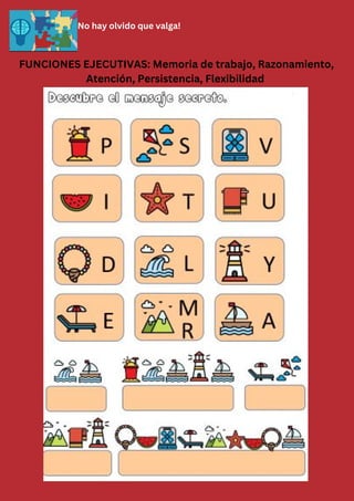 No hay olvido que valga!
FUNCIONES EJECUTIVAS: Memoria de trabajo, Razonamiento,
Atención, Persistencia, Flexibilidad
 