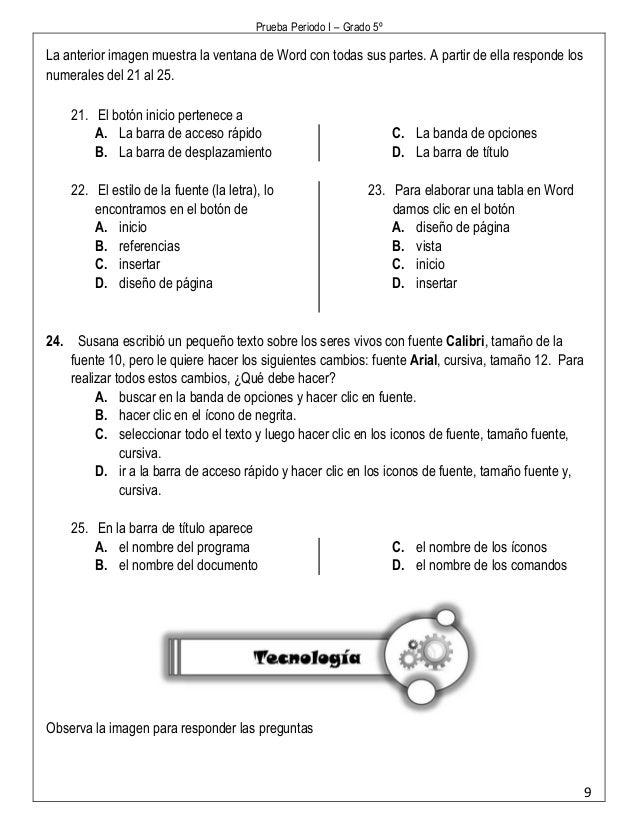 Prueba de Período - Quinto Grado