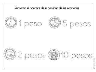 Remarca el nombre de la cantidad de las monedas
Materi
a
l
e
s
Educati
v
os
NB
1 peso
2 pesos
5 pesos
10 pesos
 