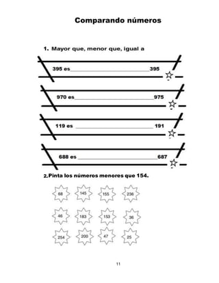 11
Comparando números
1.
2.Pinta los números menores que 154.
 