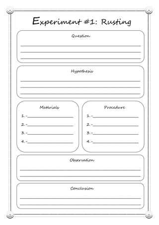 Cuadernillo para experimentos science experiments notebook | DOCX