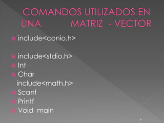    include<conio.h>

 include<stdio.h>
 Int
 Char
 include<math.h>
 Scanf
 Printf
 Void main
                       6
 