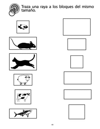 Traza una raya a los bloques del mismo
tamaño.
49
 