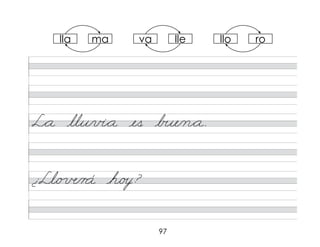 97
L*a llu/v�*a es b�e/n*a.
¿Ll/o в/r á h/o�?
lla va llo
ma lle ro
 