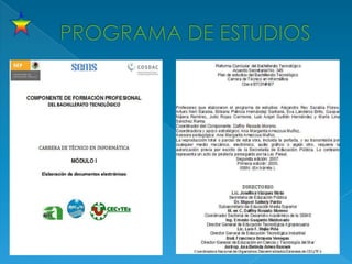 PROGRAMA DE ESTUDIOS