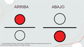 ARRIBA ABAJO
+ Autor pictogramas: Sergio Palao Origen: ARASAAC (http://www.arasaac.org) Licencia: CC
(BY-NC-SA) Propiedad: Gobierno de Aragón (España)
 