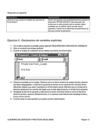 Cuaderno de ejercicios y practicas vistual basic | DOCX