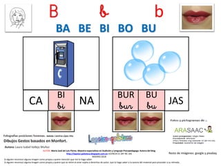 B b b
NA
Resto de imágenes: google y pixabay
AUTOR: María José de Luis Flores. Maestra especialista en Audición y Lenguaje-Psicopedagoga. Autora del blog
http://lapsico-goloteca.blogspot.com.es LICENCIA CC (BY-NC-SA)
MADRID 2018
BUR
bur JAS
BA BE BI BO BU
Si alguien reconoce alguna imagen como propia y quiere mención que me lo haga saber.
Si alguien reconoce alguna imagen como propia y quiere que se retire al estar sujeta a derechos de autor, que lo haga saber a la autora del material para proceder a su retirada..
BI
bi
BU
buCA
 