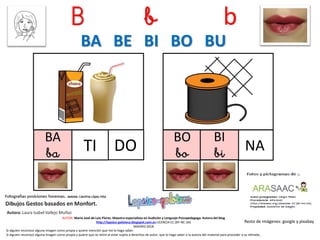 B b b
DO
Resto de imágenes: google y pixabay
AUTOR: María José de Luis Flores. Maestra especialista en Audición y Lenguaje-Psicopedagoga. Autora del blog
http://lapsico-goloteca.blogspot.com.es LICENCIA CC (BY-NC-SA)
MADRID 2018
BO
bo NA
BA BE BI BO BU
Si alguien reconoce alguna imagen como propia y quiere mención que me lo haga saber.
Si alguien reconoce alguna imagen como propia y quiere que se retire al estar sujeta a derechos de autor, que lo haga saber a la autora del material para proceder a su retirada..
BA
ba
BI
biTI
 