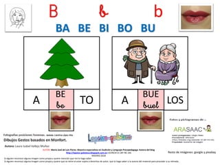 B b b
TO
Resto de imágenes: google y pixabay
AUTOR: María José de Luis Flores. Maestra especialista en Audición y Lenguaje-Psicopedagoga. Autora del blog
http://lapsico-goloteca.blogspot.com.es LICENCIA CC (BY-NC-SA)
MADRID 2018
LOS
BA BE BI BO BU
Si alguien reconoce alguna imagen como propia y quiere mención que me lo haga saber.
Si alguien reconoce alguna imagen como propia y quiere que se retire al estar sujeta a derechos de autor, que lo haga saber a la autora del material para proceder a su retirada..
BE
be
BUE
buelA A
 