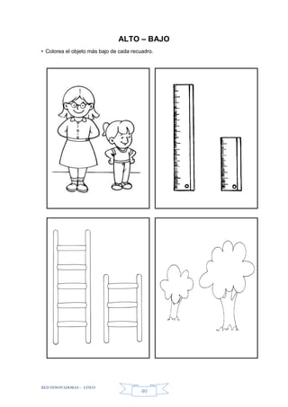 RED INNOVADORAS - ATICO
40
ALTO – BAJO
• Colorea el objeto más bajo de cada recuadro.
 