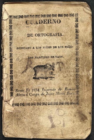 Cuaderno de otrografía de 1834, de la biblioteca digital de la unesco