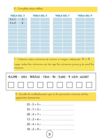Cuaderno de vacaciones de 3º de primaria | PDF
