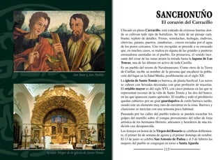 115
EL CARRACILLO
La comarca natural del Carracillo se encuentra inmersa en la llanura
de la Tierra de Pinares segoviana, entre los ríos Cega y Pirón. Aun-
que su delimitación no presenta límites administrativos más allá de
los términos municipales de los pueblos que la integran, sus vecinos
se sienten fuertemente identiﬁcados con el nombre del Carracillo,
que ya aparece escrito en época medieval como Carraçielo.
A comienzos del siglo pasado se extendió el cultivo de la achicoria,
de cuya raíz una vez seca y molida se obtenía un sucedáneo del café.
Su cultivo se asentó en la comarca de Cuéllar y alrededores aprove-
chando los suelos arenosos y sueltos que no podían utilizarse para
el cultivo de cereal. A ﬁnales de los sesenta comienzó a decaer este
sector que desapareció poco tiempo después. En aquel momento ya
habían comenzado a desarrollarse el cultivo de hortalizas que sus-
tituirán a los campos de achicoria. Este nuevo cultivo se fortalecerá
con el tiempo hasta convertirse en una industria próspera y moder-
nizada. Las huertas se asientan sobre suelos arenosos en los que se
han acumulado nutrientes que le dan a la tierra un color oscuro, po-
siblemente coincidiendo con antiguas lagunas o surgencias de agua
hoy colmatadas y desecadas al descender el nivel freático.
Zanahorias, patatas, fresas, coles, puerros, lechugas, endibias, remo-
lachas de mesa, maíces dulces, chirivías y colinabos son algunos de
los cultivos que cubren la llanura bajo el rocío de las aguas subte-
rráneas. Nuevas tecnologías y continuas innovaciones han permitido
cerrar la cadena de estos alimentos asegurando así su calidad. El pro-
ducto no sólo crece en el Carracillo sino que en muchas ocasiones
se envasa y distribuye desde esta comarca. Un mercado ﬂoreciente
que ha modiﬁcado el paisaje ofreciendo una estampa a retales en la
que se intercalan campos de labor y pinares.
La huerta de Segovia
Flor de la patata
Regadío
 