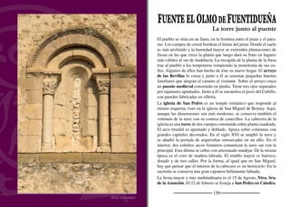 161
TORRECILLA DEL PINAR
Sagrada imagen de Nuestra Señora del Pinar
El caserío se dispone en un alto sobre un pliegue calizo que se ex-
tiende hasta el cerro donde se ubica la ermita del Pinar. El páramo
da paso a la llanura cubierta de arenas. Bordeando el cerro discurre
un arroyo que llega hasta los antiguos lavaderos en una zona que
debió cubrirse de huertas no hace mucho tiempo. Según cuentan sus
vecinos un portugués partió a un largo viaje anunciando que sólo pa-
raría allí donde terminara la roca que aﬂoraba en su pueblo. Caminó
durante semanas hasta que llegó a Torrecilla, allí la roca terminó y se
casó con una moza del pueblo.
En el lado norte del otero rocoso sobre el que levanta el pueblo se
abren las bodegas tradicionales, testimonio de que Torrecilla fue
pueblo de vino. La iglesia de San Juan Bautista se levanta en lo
más alto. A su origen románico pueden pertenecer la cabecera recta,
muy reformada, y la base de la torre. El arco triunfal es obra rena-
centista y la entrada al presbiterio queda marcada por barandillas de
piedra labrada. El retablo mayor es barroco, con la imagen del titular
enmarcada por cinco lienzos. En un lateral de la nave se encuentra la
imagen de la Virgen del Pinar que cada Pentecostés es traída desde
la ermita y pasa el verano en el pueblo. En la nave lateral se conserva
un calvario gótico quizás del siglo XIV.
Saliendo del pueblo, el Via Crucis de piedra nos conduce hasta la er-
mita del Humilladero. Más allá, al ﬁnal del espaldón calizo, se levan-
ta la ermita de la Virgen del Pinar, de estilo románico tardío. Consta
de tres naves y cabecera. El ábside fue convertido en camarín. Desde
sus alrededores las vistas sobre los pinares son magníﬁcas.
El domingo anterior a San Mateo, en septiembre, la Virgen del Pinar
es llevada hasta su ermita en la romería del Henarillo. El 24 de
Junio se festeja a San Juan.
La Virgen de los veintiún pueblos
 