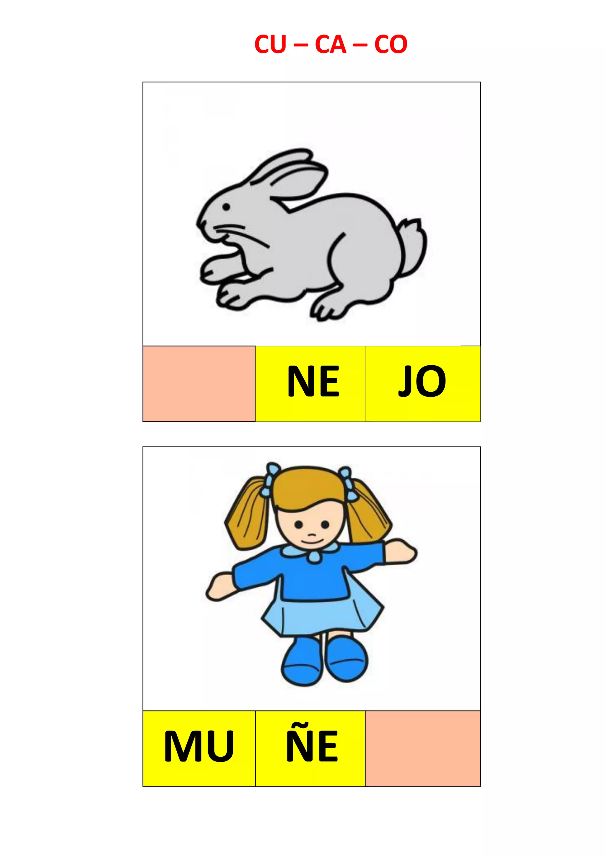 NE JO
MU ÑE
CU – CA – CO