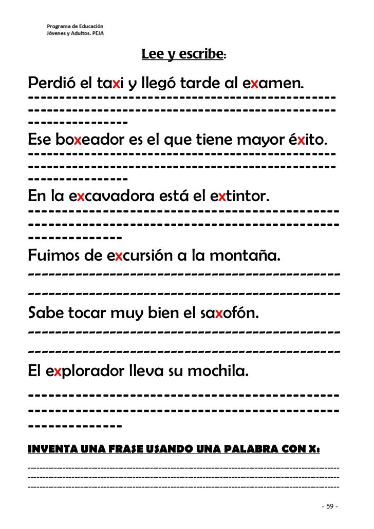 10 Oraciones Con Palabras Con Xa Xe Xi Xo Xu Para Niños De Primaria ...