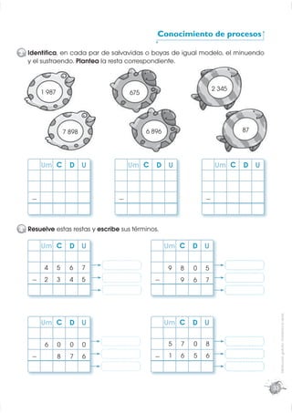 Conocimiento de procesos

3 Identiﬁca, en cada par de salvavidas o boyas de igual modelo, el minuendo
  y el sustraendo. P...