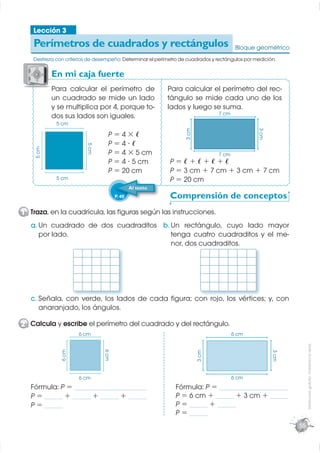 Lección 3
   Perímetros de cuadrados y rectángulos                                                Bloque geométrico
   Des...
