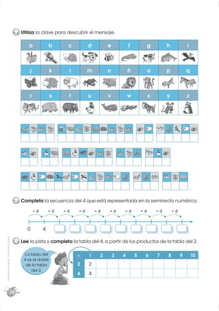 2 Utiliza la clave para descubrir el mensaje.

                                                        a             b    ...