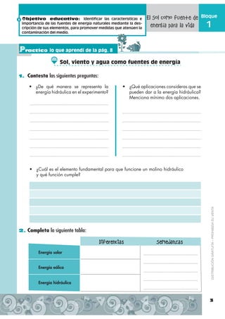 Bloque
 Objetivo educativo:               Identificar las características e
 importancia de las fuentes de energía natural...