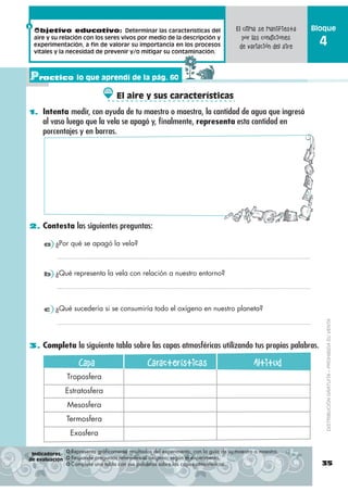 Objetivo educativo:                Determinar las características del                                      Bloque
 aire y ...