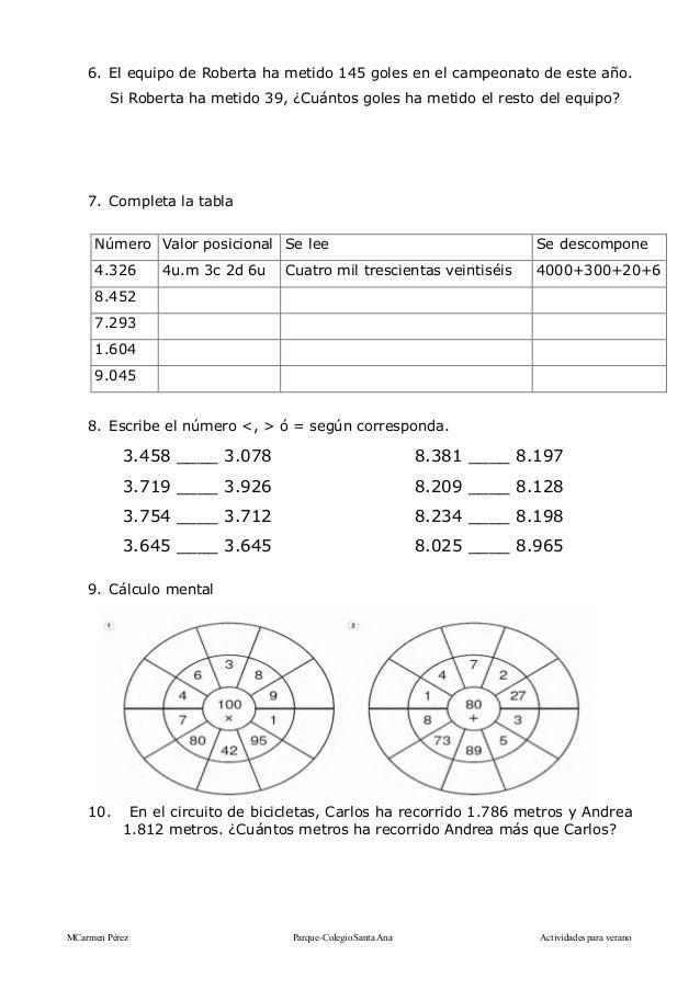 Cuaderno de vacaciones de matematicas para tercero de primaria