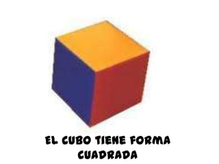 El cubo tiene forma
cuadrada
 
