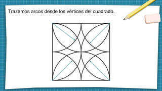 Trazamos arcos desde los vértices del cuadrado.
 