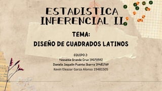 ESTADISTICA
INFERENCIAL II
Kevin Eleazar Garza Alonso 19481505
 