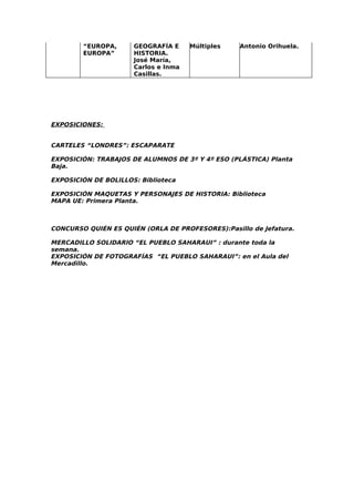 Cuadrante Profes Semana Cultural 09