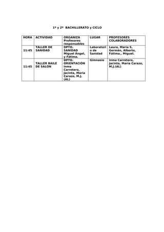 Cuadrante Profes Semana Cultural 09