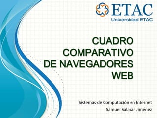 CUADRO
COMPARATIVO
DE NAVEGADORES
WEB
Sistemas de Computación en Internet
Samuel Salazar Jiménez
 