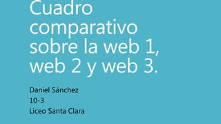 Cuadro
comparativo
sobre la web 1,
web 2 y web 3.
Daniel Sánchez
10-3
Liceo Santa Clara
 
