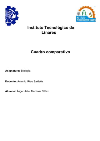 Instituto Tecnológico de
Linares
Cuadro comparativo
Asignatura: Biología
Docente: Antonio Ríos Saldaña
Alumno: Ángel Jahir Martínez Vélez
 