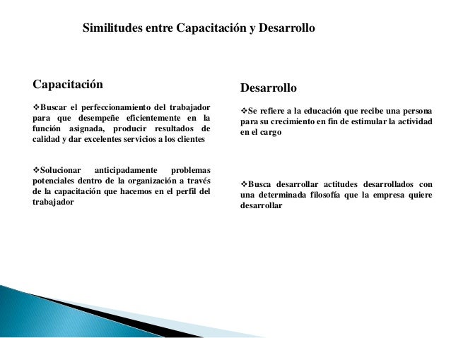 Cuadro comparativo capacitacion y desarrollo personal