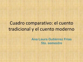 Cuadro comparativo: el cuento tradicional y el cuento moderno Ana Laura Gutiérrez Frías 5to. semestre 