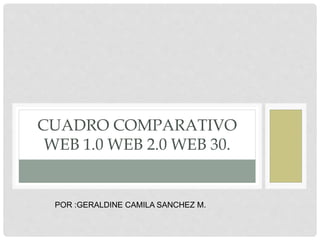 CUADRO COMPARATIVO
WEB 1.0 WEB 2.0 WEB 30.
POR :GERALDINE CAMILA SANCHEZ M.
 