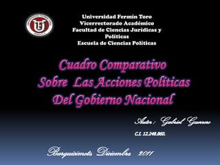 Universidad Fermín Toro
   Vicerrectorado Académico
Facultad de Ciencias Jurídicas y
            Políticas
  Escuela de Ciencias Políticas
 