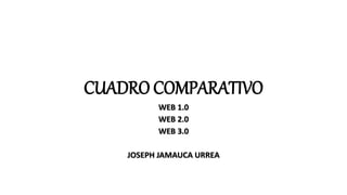 CUADRO COMPARATIVO
WEB 1.0
WEB 2.0
WEB 3.0
JOSEPH JAMAUCA URREA
 