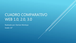 CUADRO COMPARATIVO
WEB 1.0, 2.0, 3.0
Realizado por: Damian Montoya
Grado: 10°
 