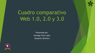 Cuadro comparativo
Web 1.0, 2.0 y 3.0
Presentado por:
Santiago Vivas Lopez
Alejandro Quintero
 