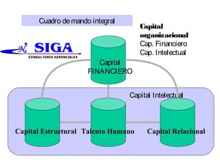 Capital
organizacional
Cap. Financiero
Cap. Intelectual
Capital Estructural Talento Humano Capital Relacional
Capital
FINANCIERO
Capital Intelectual
Cuadro demando integral
 