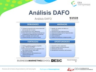 Fomento de la Cultura Emprendedora y del Autoempleo Participa en #masempresas
Análisis DAFO
Service Level Mgmt
 