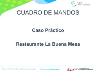 Fomento de la Cultura Emprendedora y del Autoempleo Participa en #masempresas
CUADRO DE MANDOS
Caso Práctico
Restaurante La Buena Mesa
 