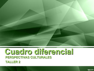 PERSPECTIVAS CULTURALESPERSPECTIVAS CULTURALES
TALLER 2TALLER 2
Cuadro diferencialCuadro diferencial
 